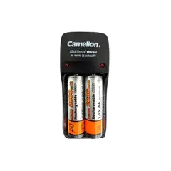 CAMELION - Cargador + 2 Pilas AA de 2000mah Recargable