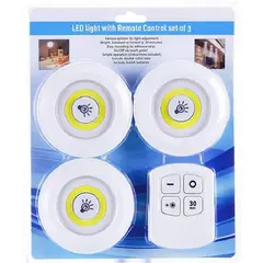 GENERICO - Kit de 3 Luces Led Portátil con Control Remoto y Apagado Automático