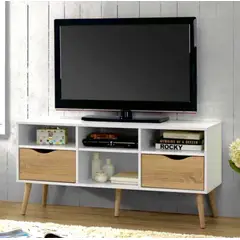 VENTITAS HOME - Mesa de TV Vintage 60” Marsella Color Blanco y Duna