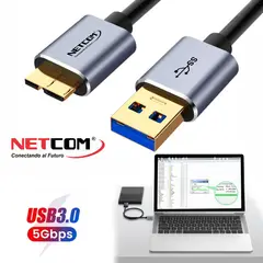 NETCOM - Cable USB 3.0 a Disco Duro Externo B 1 metro USB 3.0 a Micro B