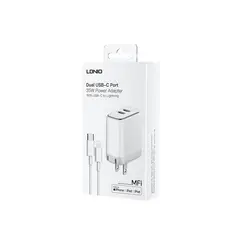 LDNIO - CARGADOR 35W MFI A2528M 2XUSB-C- USB-C PARA LIGHTNING BLANCO