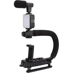GENERICO - Estabilizador De Cámara Con Micrófono Y Luz Portátil Ay49u