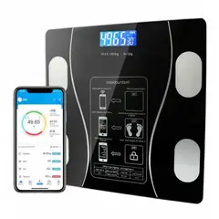 OEM - Balanza Digital Bluetooh 180 Kg vidrio templado NEGRO