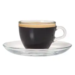 INSPIRA - Taza y Plato de Vidrio Transparente para Café