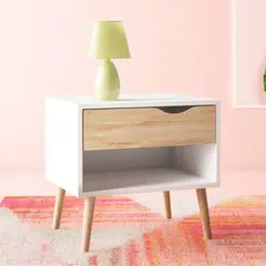 VENTITAS HOME - Velador Vintage Suiza Color Blanco y Duna