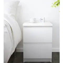 VENTITAS HOME - Velador Iris 2 Cajones Color Blanco