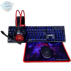 HALION - Kit Gamer 4 en 1: Audífono+Teclado Semimecánico+ Mouse+ Pad