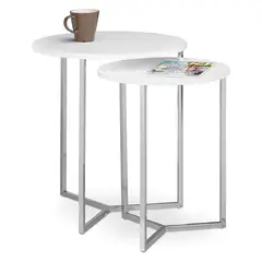 DECOR MESAS - Mesa Lateral Metal Silver - Mármol