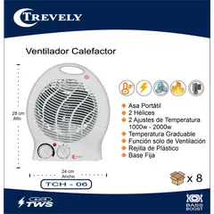 TREVELY - Termoventilador TCH06 Portatíl Blanco - 2000W