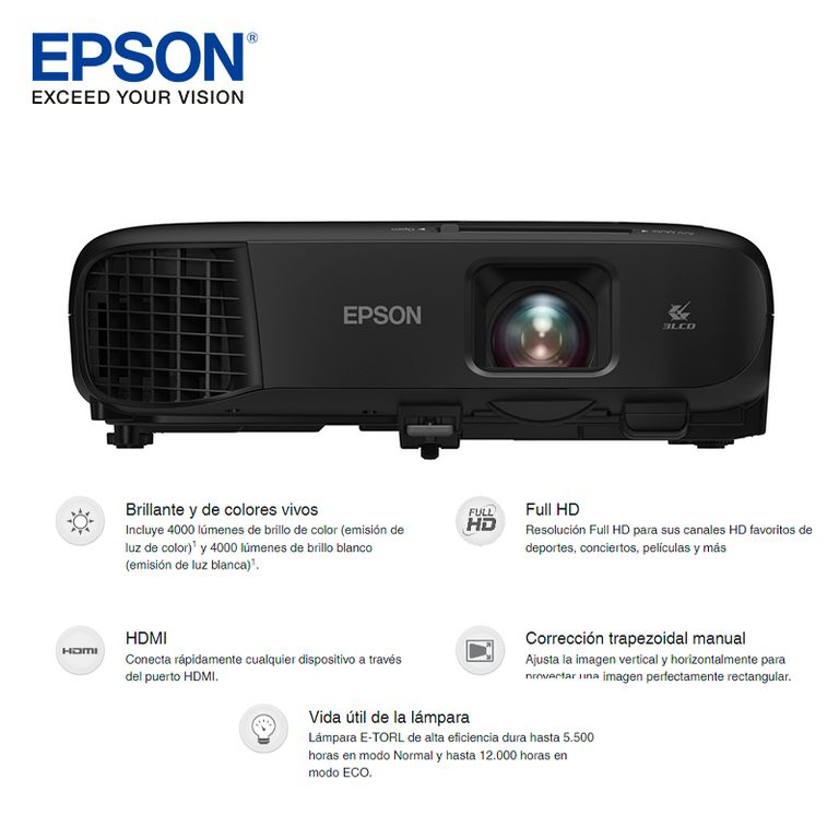 Proyector Portatil Powerlite FH52 4000 Lum Res1920x1080 FHD