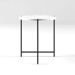DECOR MESAS - Mesa Lateral Circular Slim White - Mármol