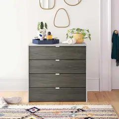 VENTITAS HOME - Cómoda Moderna Zozi 4 Cajones Blanco y Roble Gris