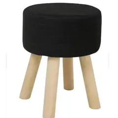 GENERICO - Puff ASIENTO BANCO Circular Otomano Negro con Patas de Madera.