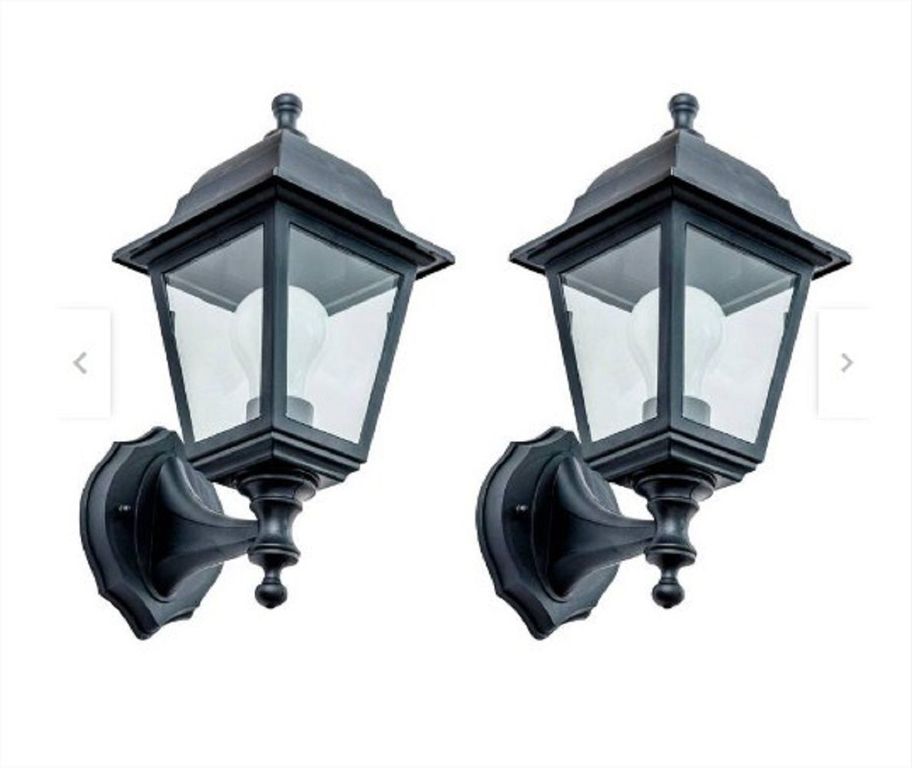 SET DE 2 FAROLES LUCES EXTERIORES NEGROS 4 LADOS