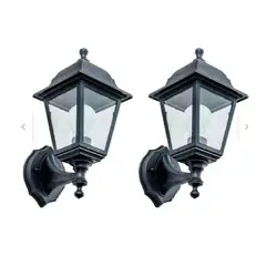 GENERICO - SET DE 2 FAROLES LUCES EXTERIORES NEGROS 4 LADOS