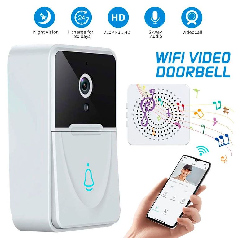 Camara Timbre Inalambrica Videoportero Mirilla web WIFI FULL HD Recargable