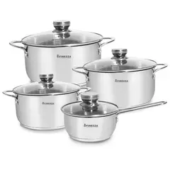 FINEZZA - Juego de Ollas de Acero Inoxidable de 8 Piezas FZ-980AE-IN