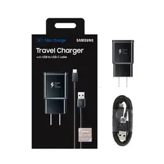 GENERICO - Cargador 15W con Cable Tipo-C para Galaxy Note 8 Note 9 Negro