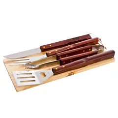 GENERICO - SET PARRILLERO 5 UTENSILIOS PARA PARRILLA
