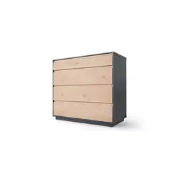 YOLODECORO - Cómoda 4 Cajones Finnick Pino y Gris