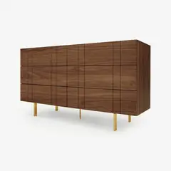 YOLODECORO - Cómoda Ancha 6 Cajones Keaton Nogal