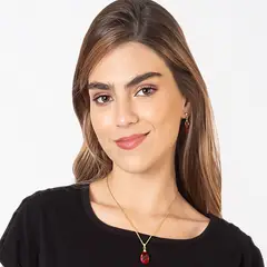 GENERICO - Collar con Dije Aretes en Forma de Gota Rojo