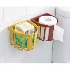 GENERICO - Canastilla con adhesivo porta papel cremas perfumes set x2 AMARILLO