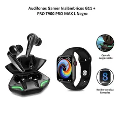 SASARU - Audífonos Gamer Inalámbricos G11 Smartwatch Pro T900 Pro Max L Negro