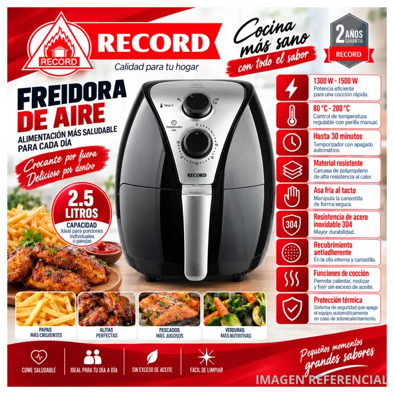 Freidor de Aire de 2.5 Litros con Perilla REC-INFDA250