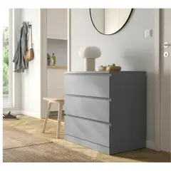 VENTITAS HOME - Cómoda Faela 3 Cajones Gris