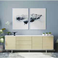 VENTITAS HOME - Mesa de Tv Moderna 75” Xania Blanco y Manzano