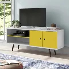 VENTITAS HOME - Mesa de Tv Consola Vintage 75” Grana Blanco y Mango