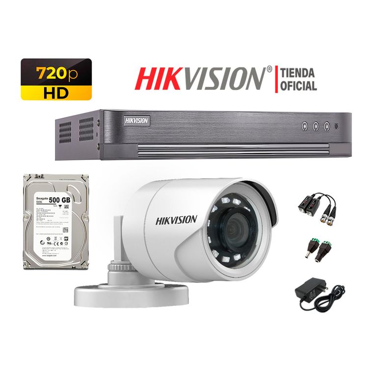 Kit 1 Cámara Seguridad Hd 720P + Disco 500Gb P2P