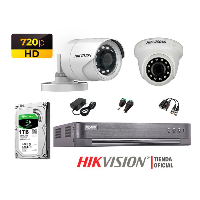 Kit 2 Cámaras Seguridad Hd 720P + Disco 1Tb P2P Hdmi