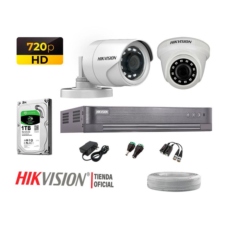 Kit 2 Cámaras Seguridad Hd 720P + Disco 1Tb Completo P2P