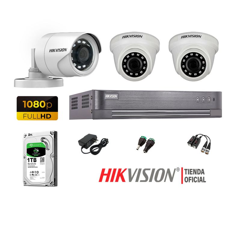 Kit 3 Cámaras Seguridad Full Hd 1080P + Disco 1Tb P2P