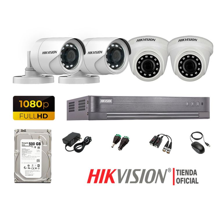 Kit 4 Cámaras Seguridad Full Hd 1080P + Disco 500Gb Oferta