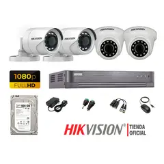 HIKVISION - Kit 4 Cámaras Seguridad Full Hd 1080P + Disco 500Gb Oferta