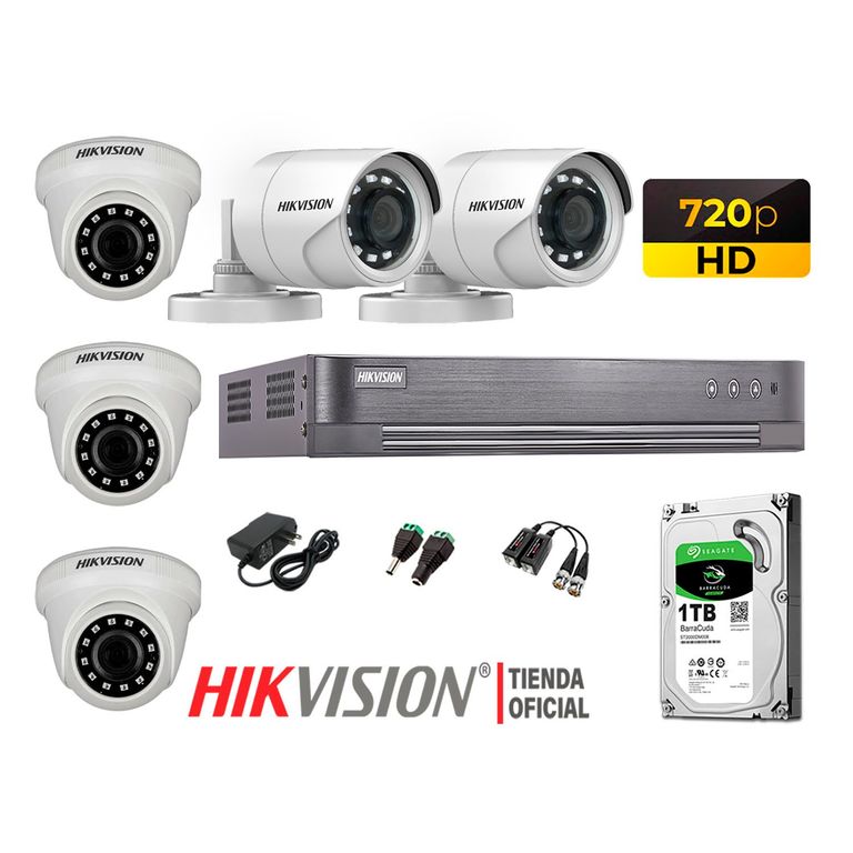 Kit 5 Cámaras Seguridad Hd 720P + Disco 1Tb P2P Hdmi