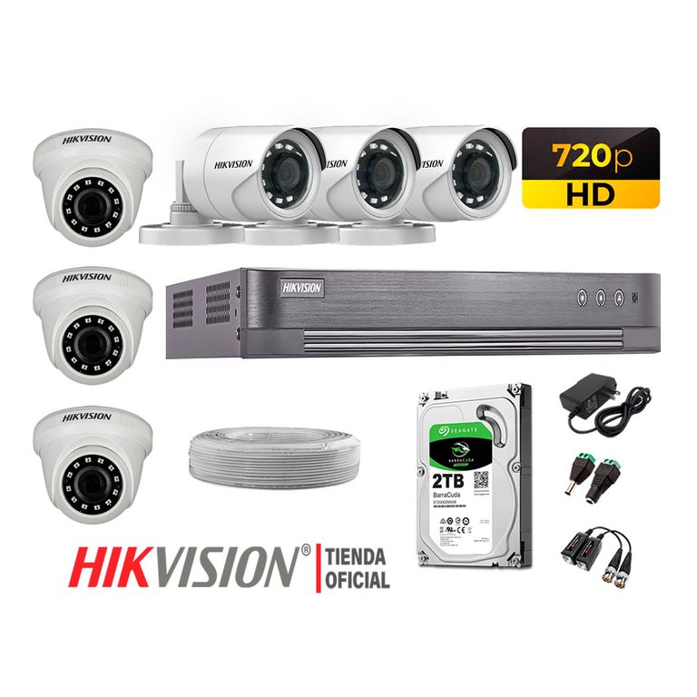 Kit 6 Cámaras Seguridad Hd 720P + Disco 2Tb Completo P2P
