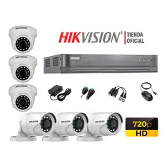 HIKVISION - Kit 6 Cámaras Seguridad Hd 720P + Cable Hdmi P2P