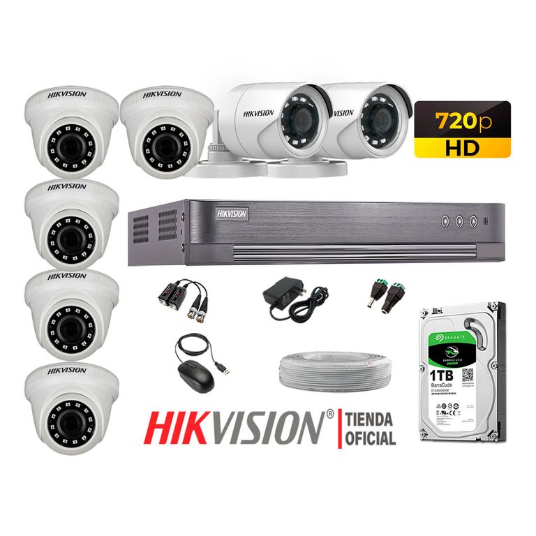 Kit 7 Cámaras Seguridad Hd 720P + Disco 1Tb Completo P2P