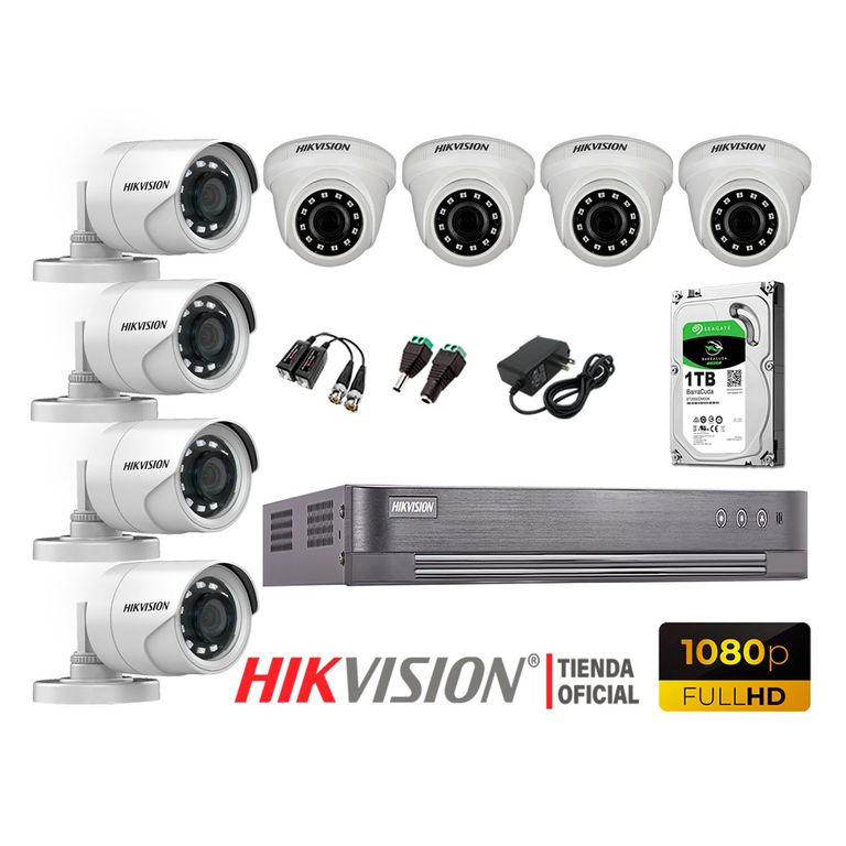 Kit 8 Cámaras Seguridad Full Hd 1080P + Disco 1Tb P2P