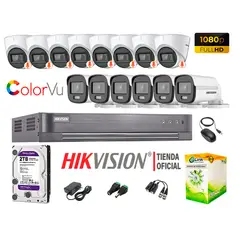 HIKVISION - KIT 14 CÁMARAS SEGURIDAD 1080P FULL HD COLORVU VISION COLOR 2TB