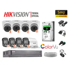 HIKVISION - CÁMARAS SEGURIDAD KIT 8 5MP COLORVU NOCHE COLOR DISCO 2TB