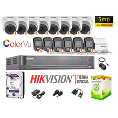 HIKVISION - CÁMARAS SEGURIDAD KIT 14 COLORVU NOCHE COLOR 5MP DISCO 1TB