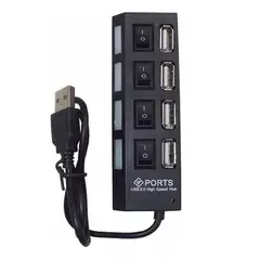 GENERICO - Extensión Multipuertos Hub 4 Puertos USB - Negro