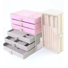 GENERICO - Joyero Organizador De Joyas Cofre Pulseras Relojes 3 Niveles Rosado