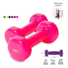 GENERICO - Par De Pesas 1 Kg Mancuernas Plastificadas Fitness Gym