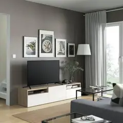 VENTITAS HOME - Mesa de Tv Moderna 75 Mallini Rovere y Blanco